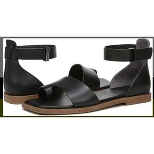 Franco Sarto Miras Black Leather‎ Square Toe Sandals Size 8